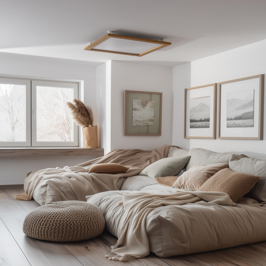 Eglo - LED Přisazený panel SALOBRENA WOOD LED/31W/230V 64x64 cm hnědá