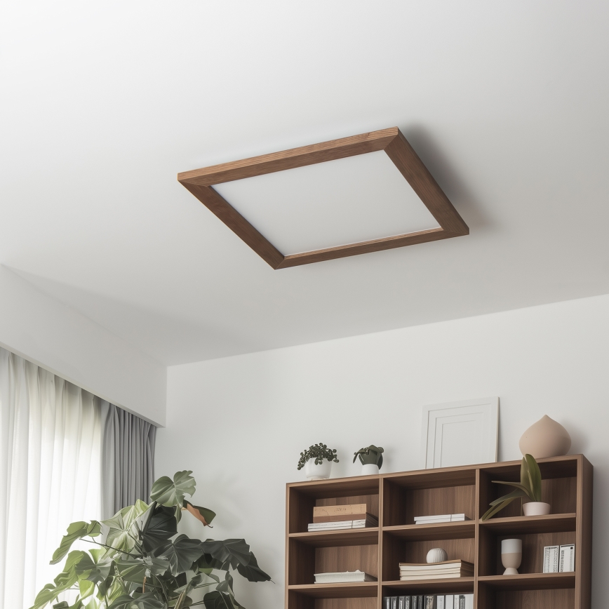 Eglo - LED RGB Stmívatelný přisazený panel SALOBRENA-C WOOD LED/24W/230V 2700-6500K 49,5x49,5 cm tmavě hnědá + dálkové ovládání