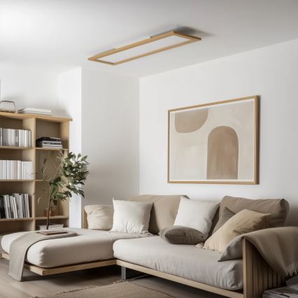 Eglo - LED RGBW Stmívatelný přisazený panel SALOBRENA-C WOOD LED/34W/230V 2700-6500K 34x124 cm hnědá + dálkové ovládání