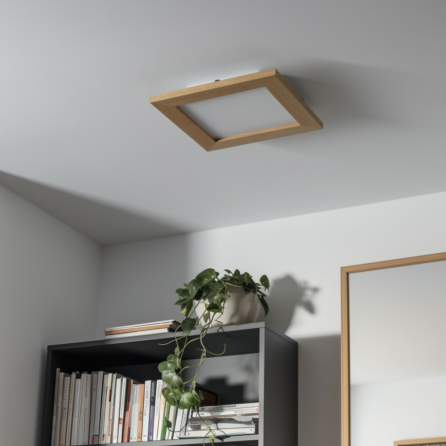 Eglo - LED RGBW Stmívatelný přisazený panel SALOBRENA-C WOOD LED/16W/230V 2700-6500K 34x34 cm hnědá + dálkové ovládání
