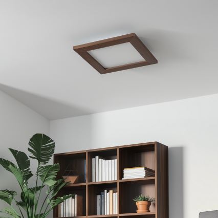 Eglo - LED RGBW Stmívatelný přisazený panel SALOBRENA-C WOOD LED/16W/230V 2700-6500K 34x34 cm tmavě hnědá + dálkové ovládání
