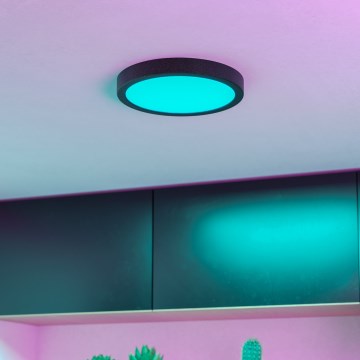 Eglo - LED RGBW Stmívatelné koupelnové stropní svítidlo LED/11,2W/230V 2700-6500K pr. 21,1cm IP44 černá