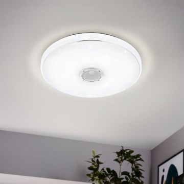 Eglo - LED RGBW Stmívatelné koupelnové stropní svítidlo s reproduktorem LED/19W/230V 3000-6500K IP44 pr. 39 cm bílá + dálkové ovládání