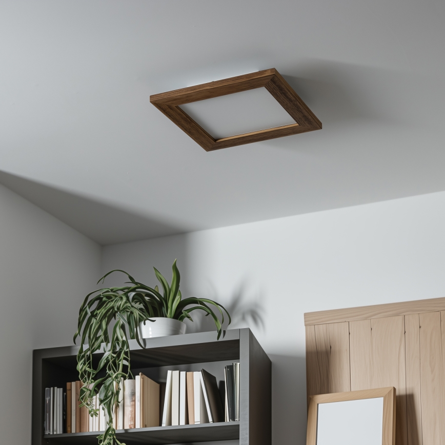 Eglo - LED RGBW Stmívatelný přisazený panel SALOBRENA-C WOOD LED/16W/230V 2700-6500K 34x34 cm hnědá + dálkové ovládání