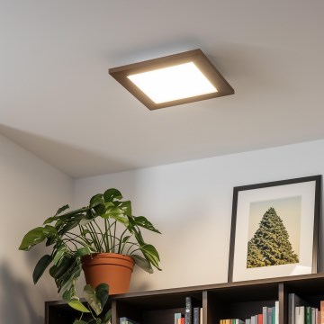 Eglo - LED RGBW Stmívatelný přisazený panel SALOBRENA-C WOOD LED/16W/230V 2700-6500K 34x34 cm tmavě hnědá + dálkové ovládání