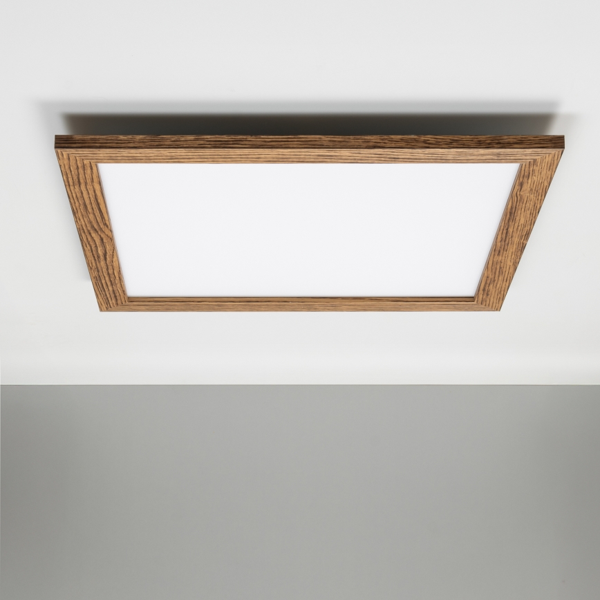 Eglo - LED RGBW Stmívatelný přisazený panel SALOBRENA-C WOOD LED/30,5W/230V 2700-6500K 64x64 cm hnědá + dálkové ovládání