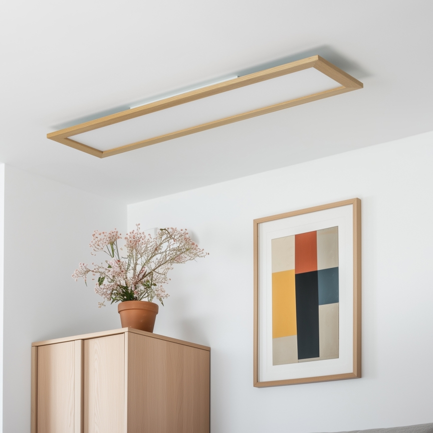 Eglo - LED RGBW Stmívatelný přisazený/podhledový panel SALOBRENA-C WOOD LED/34W/230V 2700-6500K 34x124 cm hnědá + dálkové ovládání