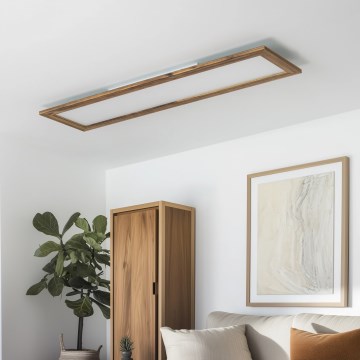 Eglo - LED RGBW Stmívatelný přisazený/podhledový panel SALOBRENA-C WOOD LED/34W/230V 2700-6500K 34x124 cm hnědá + dálkové ovládání
