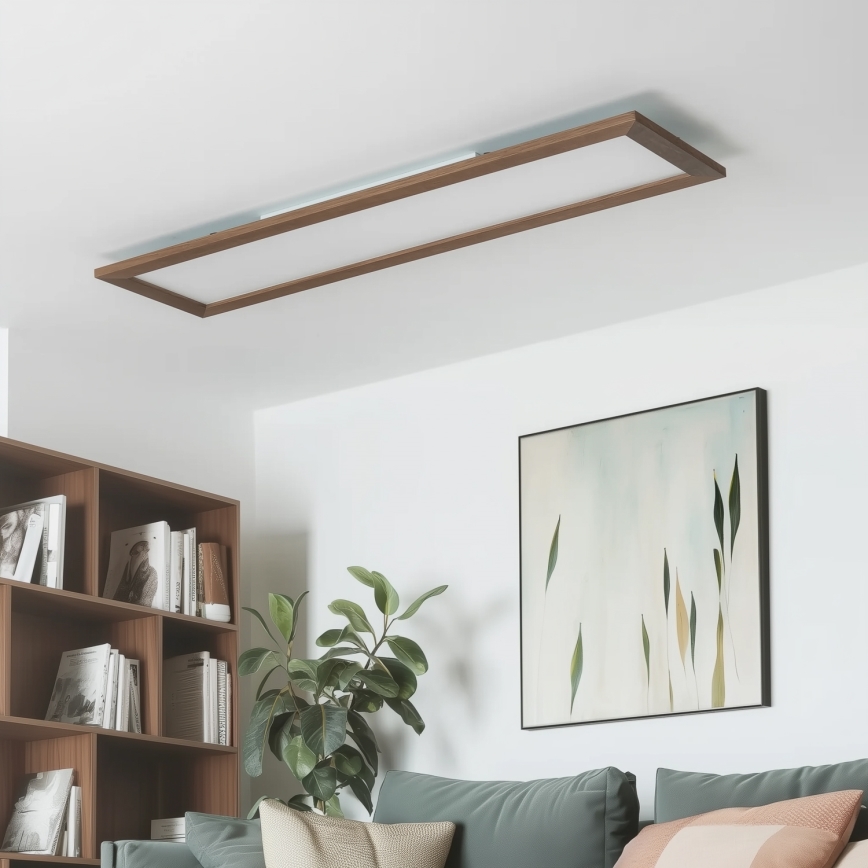 Eglo - LED RGBW Stmívatelný přisazený/podhledový panel SALOBRENA-C WOOD LED/34W/230V 2700-6500K 34x124 cm tmavě hnědá + dálkové ovládání