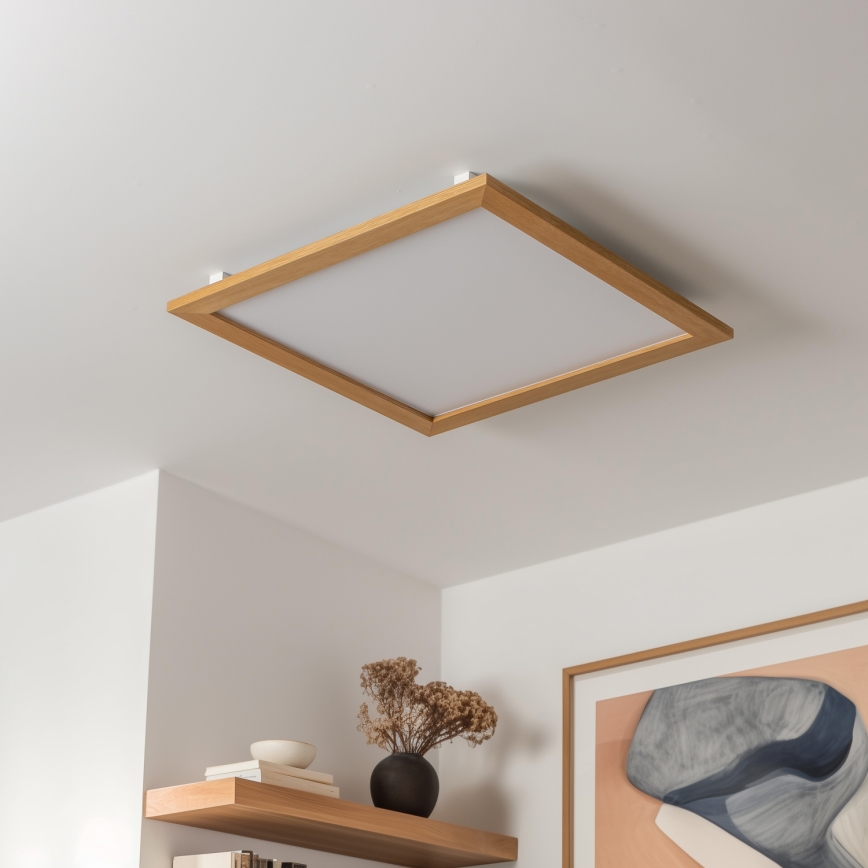 Eglo - LED Stmívatelný přisazený panel SALOBRENA-CL WOOD LED/31W/230V 2700-6500K 64x64 cm hnědá