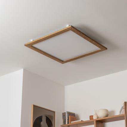 Eglo - LED Stmívatelný přisazený panel SALOBRENA-CL WOOD LED/31W/230V 2700-6500K 64x64 cm hnědá