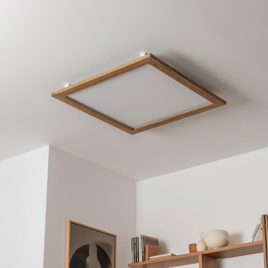 Eglo - LED Stmívatelný přisazený panel SALOBRENA-CL WOOD LED/31W/230V 2700-6500K 64x64 cm hnědá