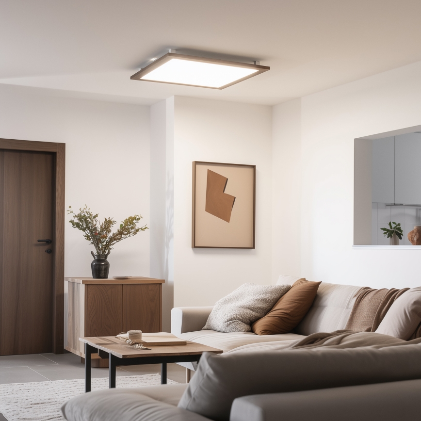 Eglo - LED Stmívatelný přisazený panel SALOBRENA-CL WOOD LED/31W/230V 2700-6500K 64x64 cm tmavě hnědá