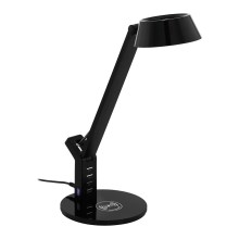 Eglo - LED Stmívatelná dotyková stolní lampa s bezdrátovým nabíjením LED/4,8W/230V černá