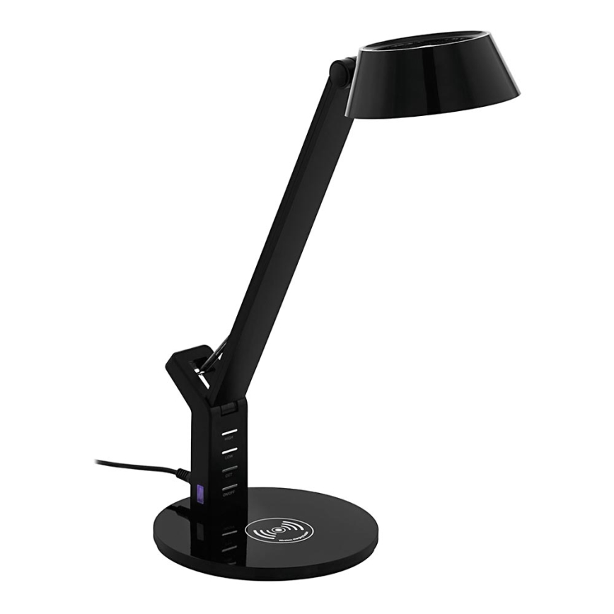Eglo - LED Stmívatelná dotyková stolní lampa s bezdrátovým nabíjením LED/4,8W/230V černá