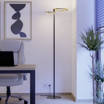 Eglo - LED Stmívatelná stojací lampa LED/16W/230V + LED/12W zlatá/černá