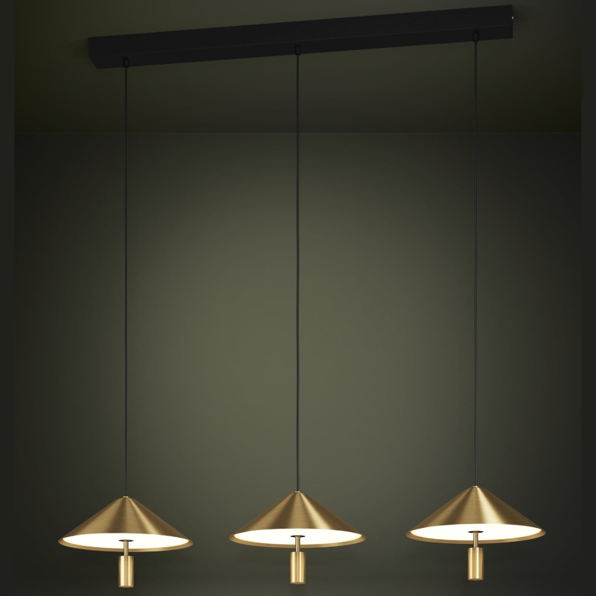 Eglo - LED Stmívatelný lustr na lanku 3xLED/12W/230V 3000K zlatá