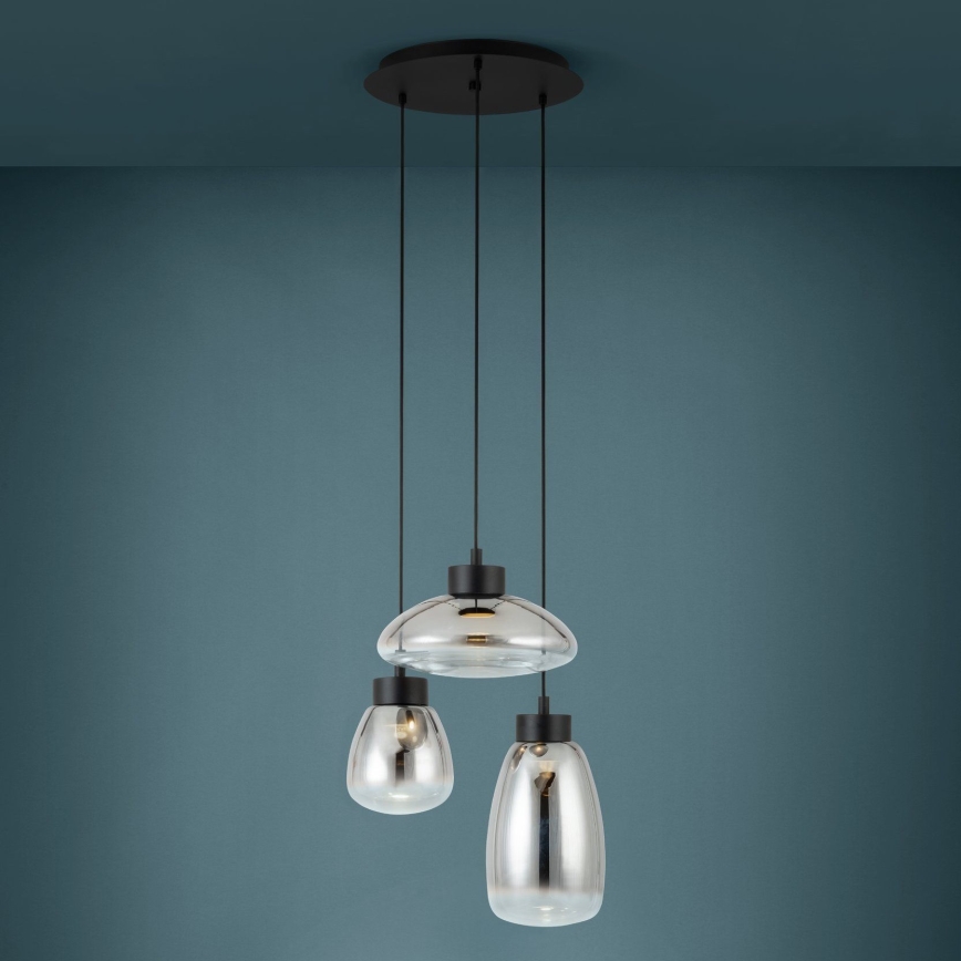 Eglo - LED Stmívatelný lustr na lanku 3xLED/5,4W/230V 2700K kouřová