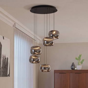 Eglo - LED Stmívatelný lustr na lanku 5xLED/5,8W/230V černá/kouřová