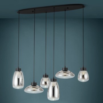 Eglo - LED Stmívatelný lustr na lanku 6xLED/5,4W/230V 2700K kouřová