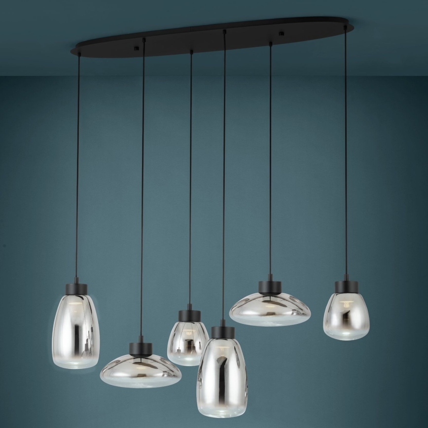 Eglo - LED Stmívatelný lustr na lanku 6xLED/5,4W/230V 2700K kouřová