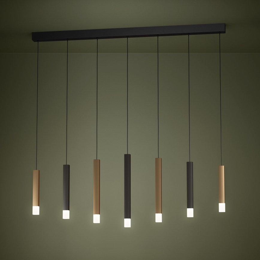 Eglo - LED Stmívatelný lustr na lanku 7xLED/3,1W/230V 3000K antracit/zlatá