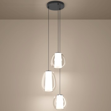 Eglo - LED Stmívatelný lustr na lanku LED/7W/230V + 2xLED/5,5W + 3xLED/1,6W černý chrom