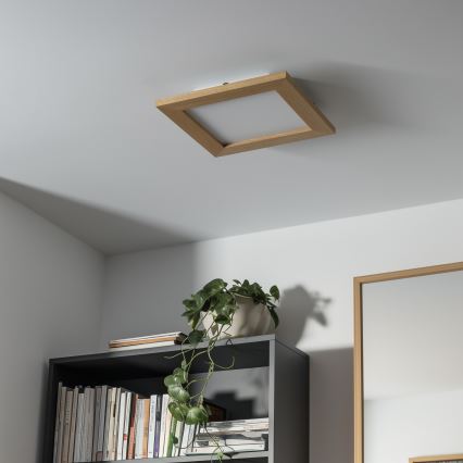 Eglo - LED Stmívatelný přisazený panel SALOBRENA 2 WOOD LED/16W/230V 4000K 34x34 cm hnědá