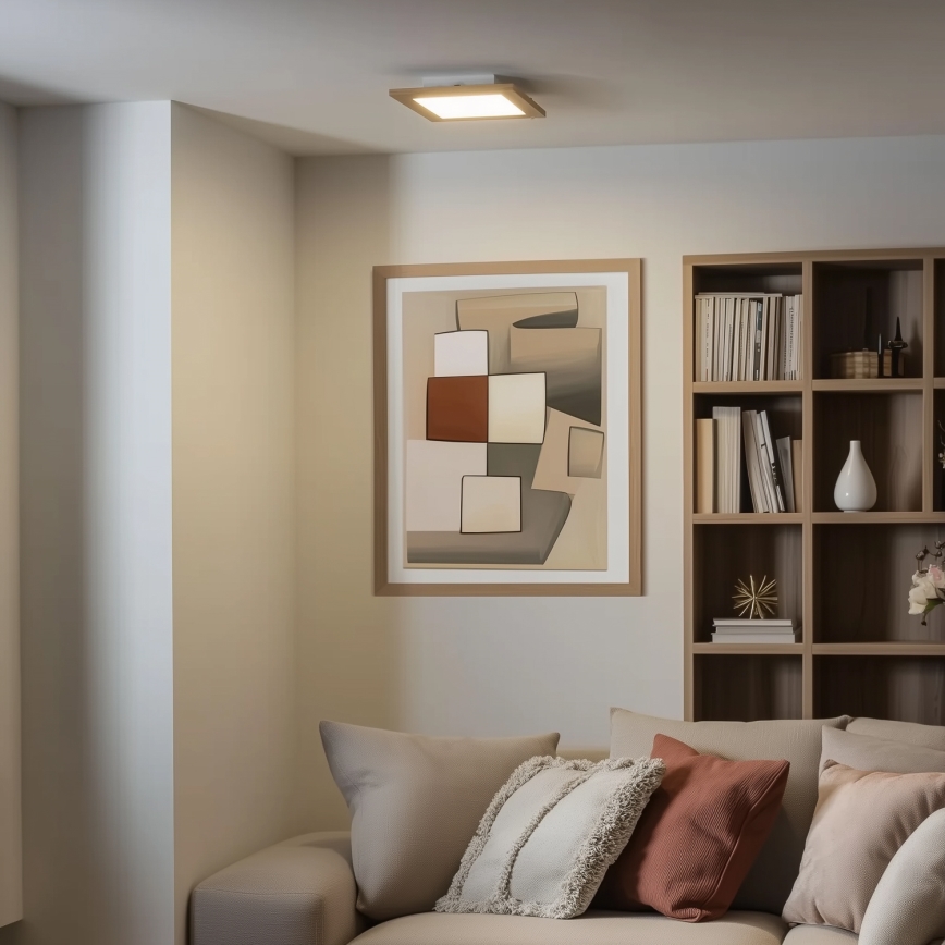 Eglo - LED Stmívatelný přisazený panel SALOBRENA 2 WOOD LED/16W/230V 4000K 34x34 cm hnědá