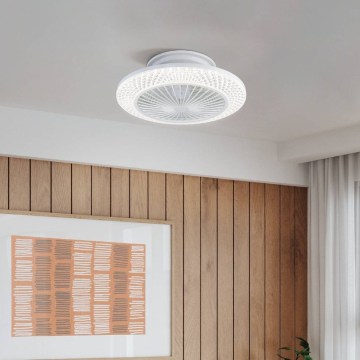 Eglo - LED Stmívatelný stropní ventilátor 3xLED/12,6W/230V 2700-6500K pr. 55 cm bílá + dálkové ovládání