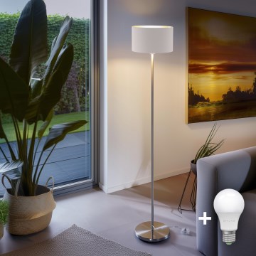 Eglo - LED  Stojací lampa TUNJA 1xE27/60W/230V matný chrom/bílá