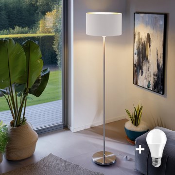 Eglo - LED  Stojací lampa TUNJA 1xE27/60W/230V matný chrom/bílá