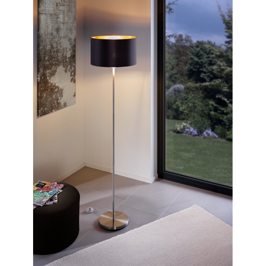 Eglo - LED  Stojací lampa TUNJA 1xE27/60W/230V matný chrom/černá