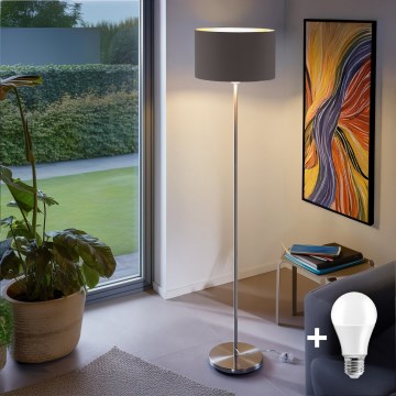 Eglo - LED  Stojací lampa TUNJA 1xE27/60W/230V matný chrom/taupe