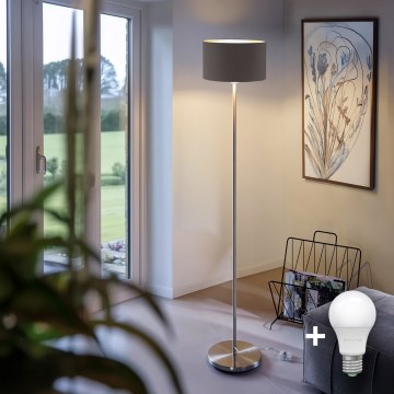 Eglo - LED  Stojací lampa TUNJA 1xE27/60W/230V pr. 30 cm matný chrom/taupe