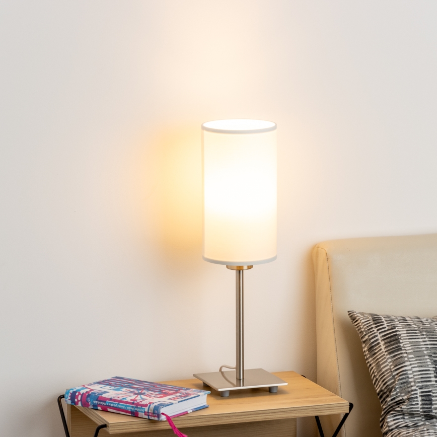 Eglo - LED  Stolní lampa TUNJA 1xE27/60W/230V 26,5 cm matný chrom/bílá