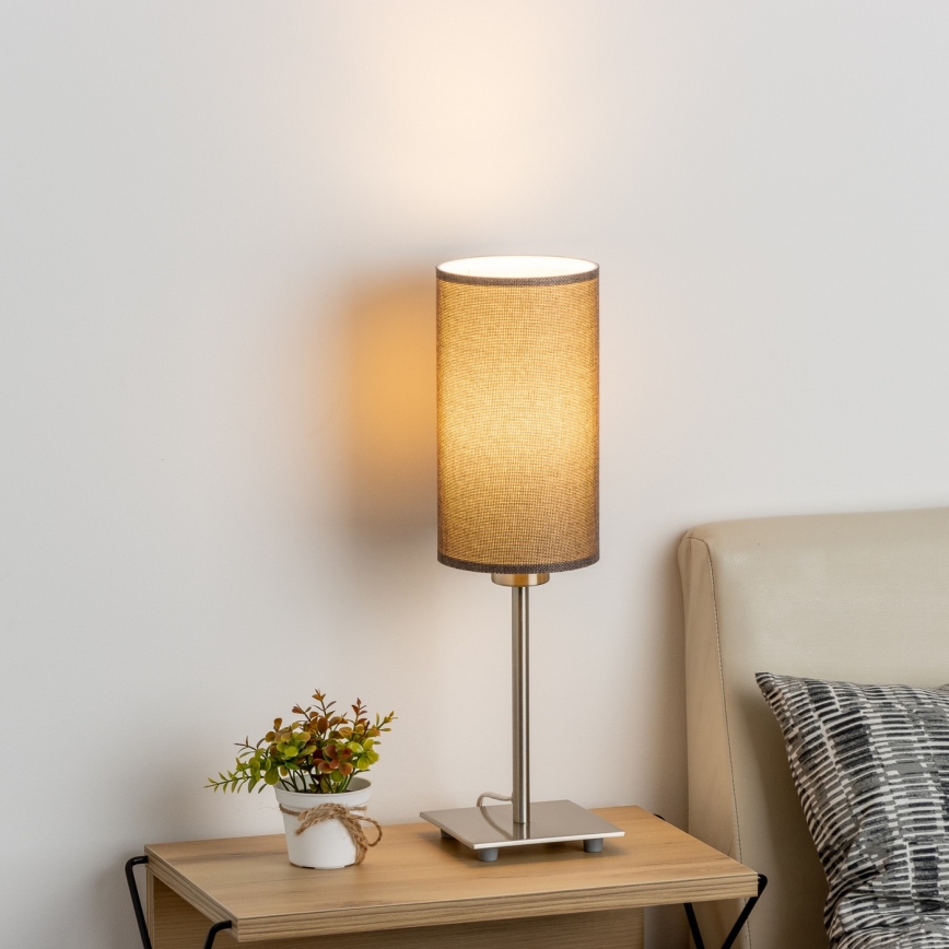 Eglo - LED  Stolní lampa TUNJA 1xE27/60W/230V 26,5 cm matný chrom/hnědá