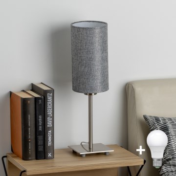 Eglo - LED  Stolní lampa TUNJA 1xE27/60W/230V 26,5 cm matný chrom/šedá