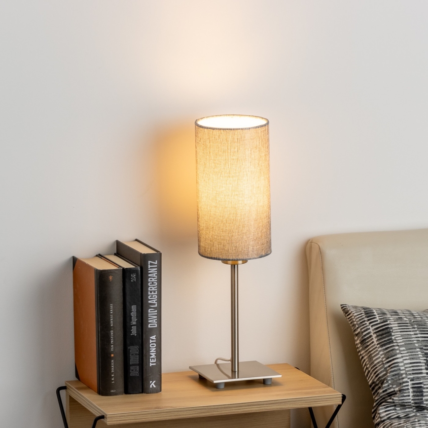 Eglo - LED  Stolní lampa TUNJA 1xE27/60W/230V 26,5 cm matný chrom/šedá