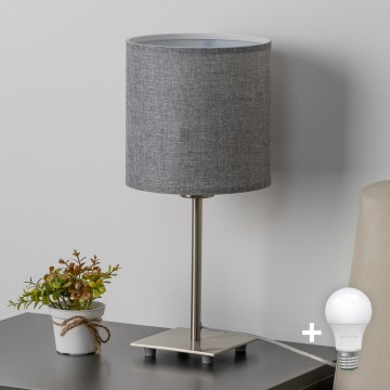 Eglo - LED  Stolní lampa TUNJA 1xE27/60W/230V 26,5 cm matný chrom/šedá