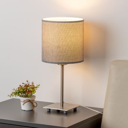 Eglo - LED  Stolní lampa TUNJA 1xE27/60W/230V 26,5 cm matný chrom/šedá