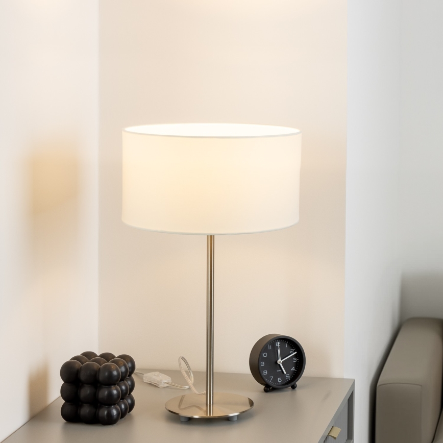 Eglo - LED  Stolní lampa TUNJA 1xE27/60W/230V 38,5 cm matný chrom/bílá