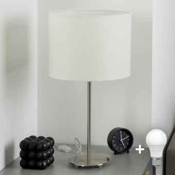 Eglo - LED  Stolní lampa TUNJA 1xE27/60W/230V 38,5 cm matný chrom/bílá