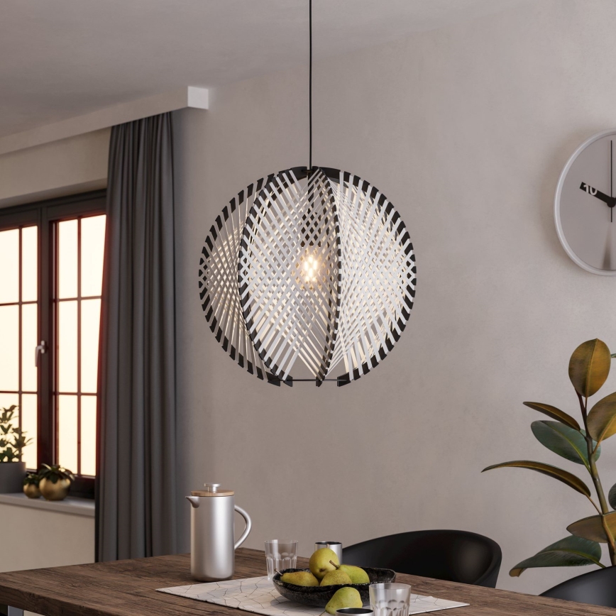 Eglo - Lustr na lanku 1xE27/40W/230V pr. 48 cm bílá/černá