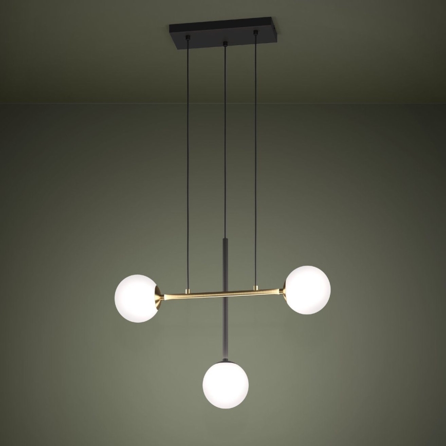 Eglo - Lustr na lanku 3xE14/40W/230V zlatá/černá