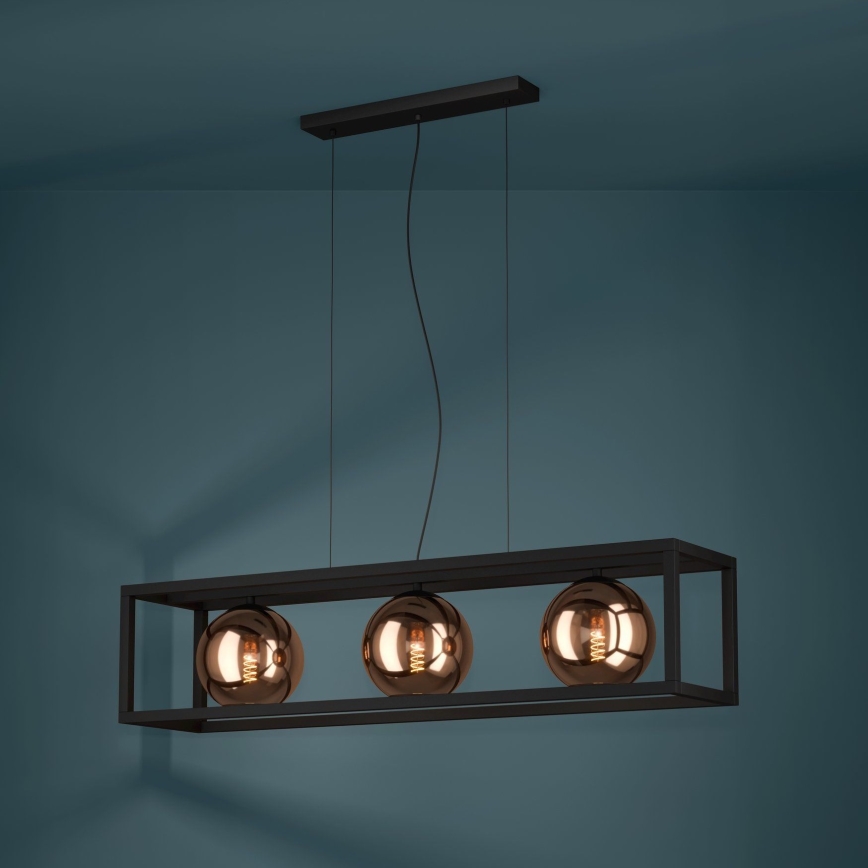 Eglo - Lustr na lanku 3xE27/40W/230V měděná/černá