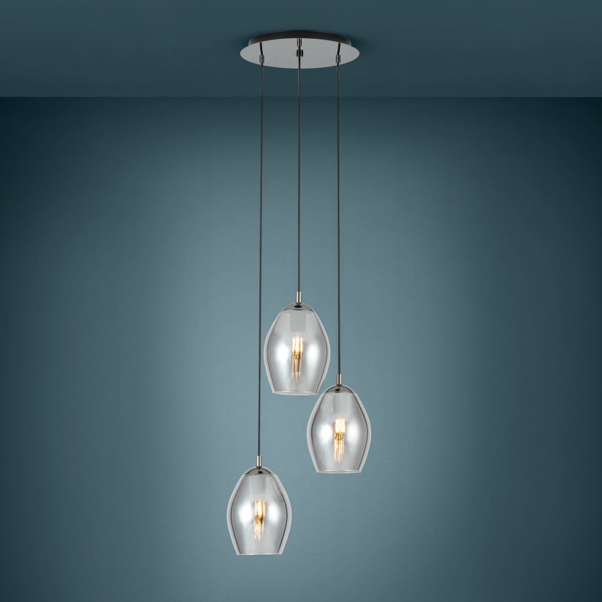 Eglo - Lustr na lanku 3xE27/60W/230V kouřová