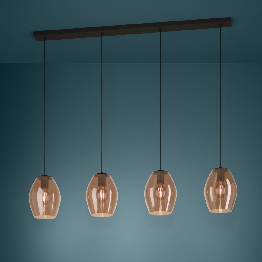 Eglo - Lustr na lanku 4xE27/40W/230V hnědá