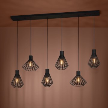 Eglo - Lustr na lanku 6xE27/40W/230V černá