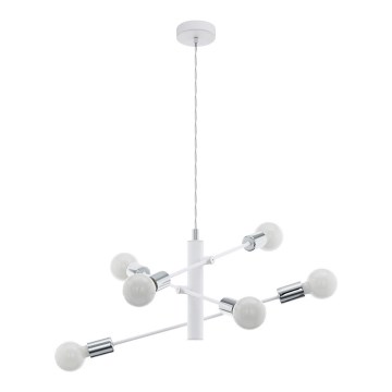 Eglo - Lustr na lanku 6xE27/60W/230V bílá